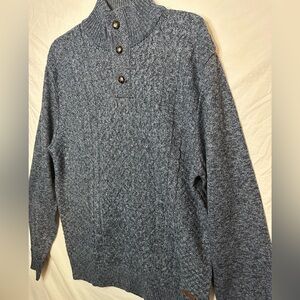 Mens Buffalo David Bitton Blue Mix Button Mock Neck Sweater Size XL NWT